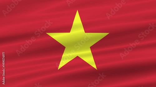 flag of Vietnam realistic wave 4K, seamless animated background
