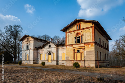 Old abandoned manor Verene in Latvia. The manor house built in 1771, have been preserved from the former manor complex.