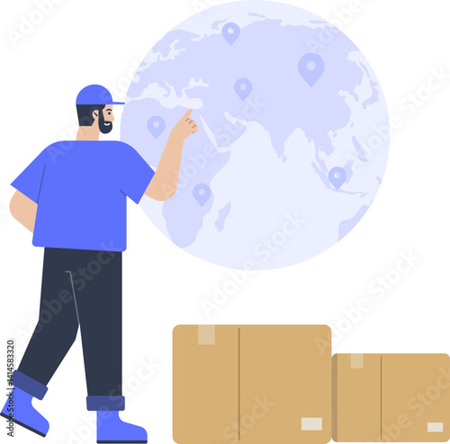 Job Profession Cargo Inventory Logistics Character Delivery Package Worker Box Activity Character Illustration Shipment Pack Stock Courier Ecommerce Receiving Shopping Product