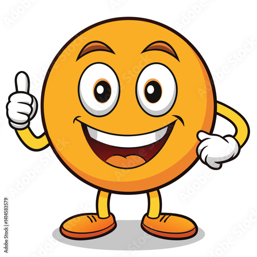 Happy orange emoticon character giving a thumbs up