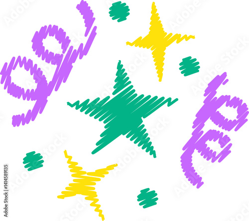 Cute Doodle Colorful Handdrwan Scribble Kids Scrapbook Sticker Vector Illustration Drawing Symbol Decoration School Children