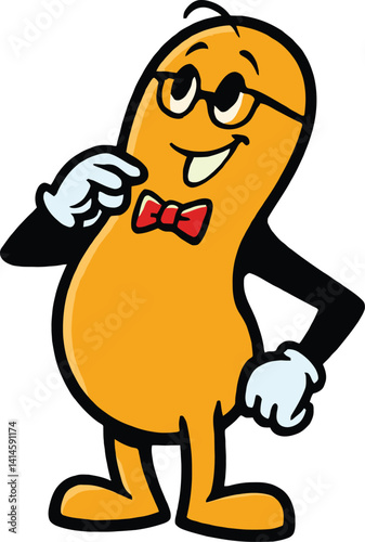 Mascot of cute character. Happy look, Child friendly character, mr peanut.  