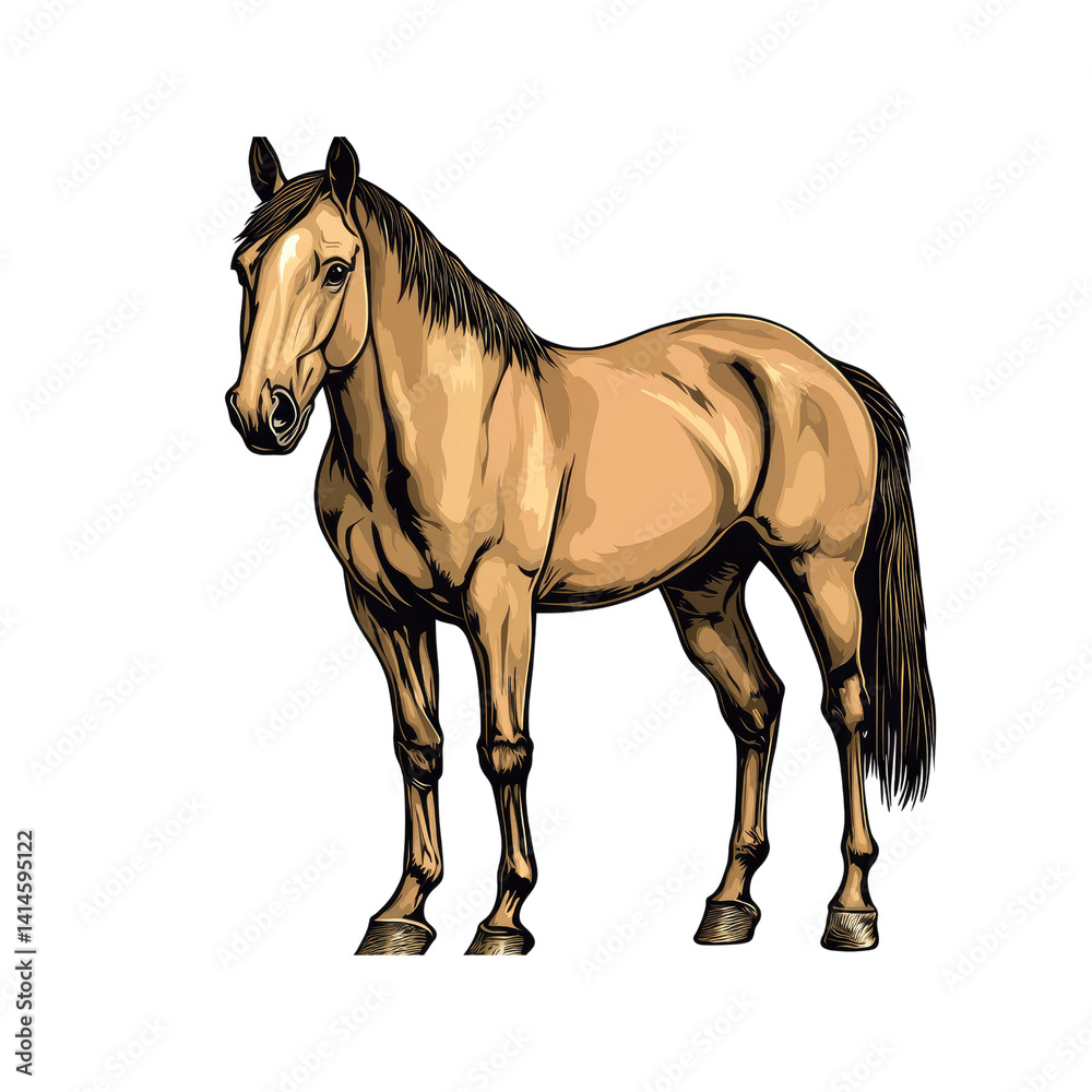 Fototapeta premium Majestic Palomino Horse A Detailed Vector Illustration