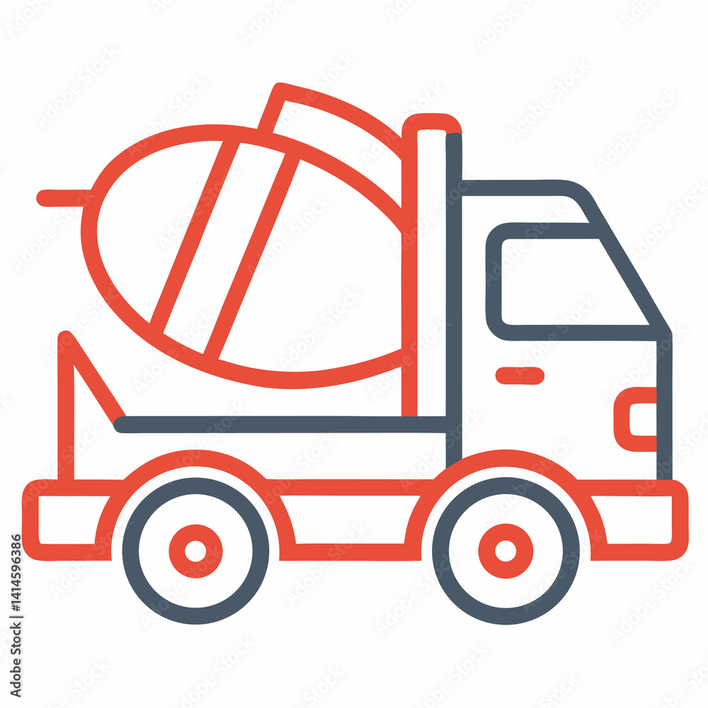 Concrete Mixer Truck Silhouette Vector Icon White Background. Concrete Mixer Truck Silhouette Vector Icon White Background.