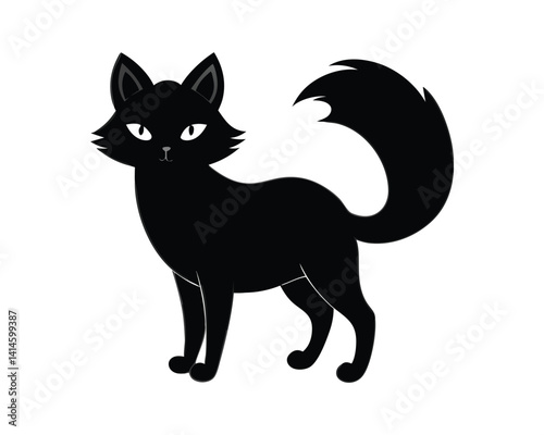 Black Cat Silhouette. Cute Feline Illustration