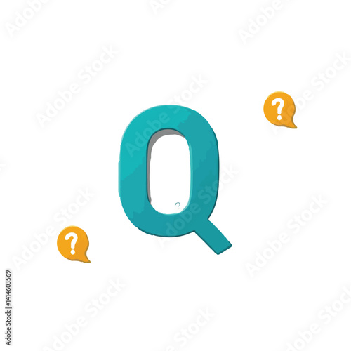 vector flat illustration of a letter q