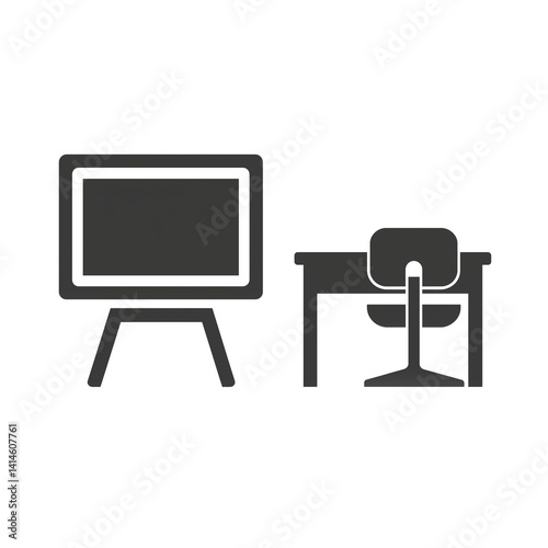 Desk and Blackboard Icon

