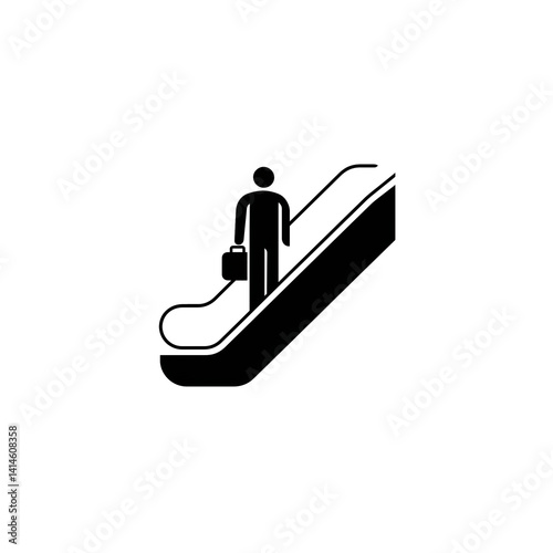 Man on Escalator Icon with Briefcase