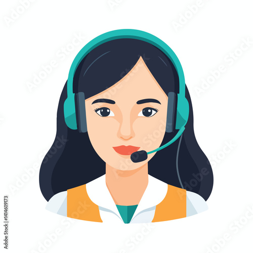 vector flat illustration of a online call center job 