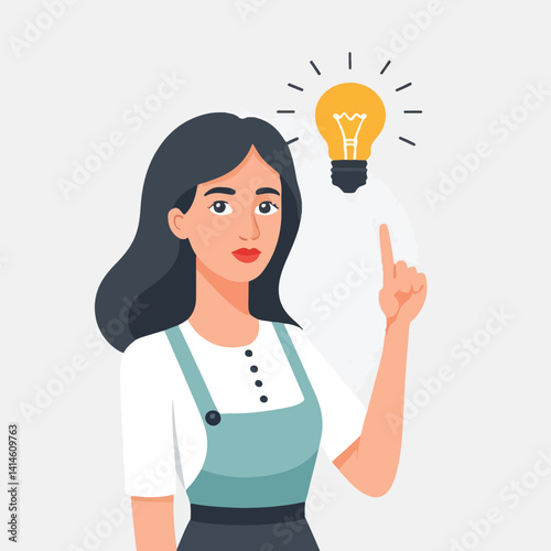 vector flat illustration of a girl got idea 