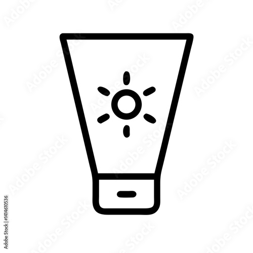 sunscreen uv protection, skincare sunblock lotion, summer sun safety care – flat stroke icon for apps and websites
