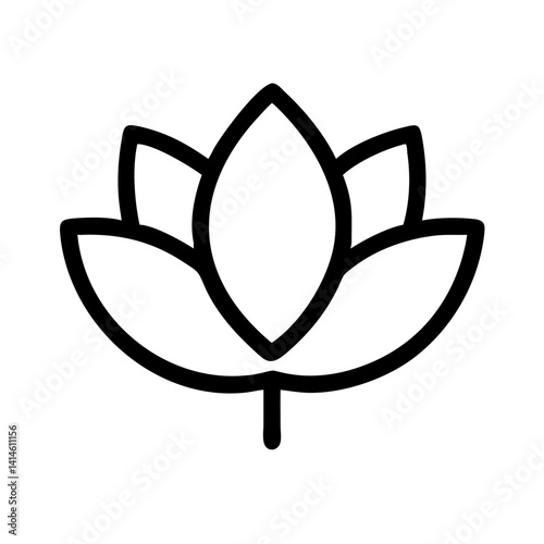 lotus flower minimalistic wellness icon - flat stroke design for apps and websites
