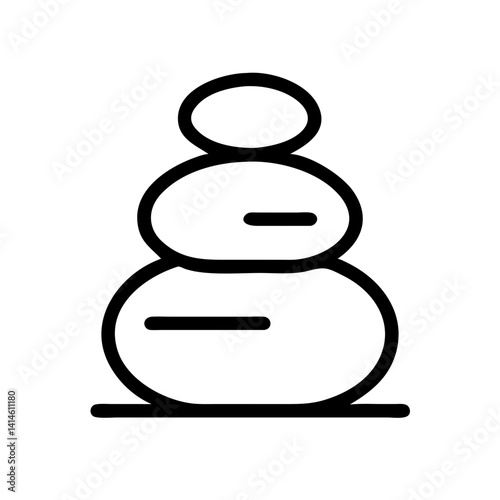 stacked stones zen balance icon - flat stroke design for apps and websites
