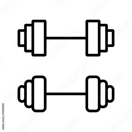 dumbbell weight training fitness - flat stroke icon for apps and websites
