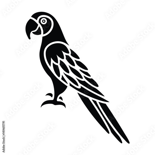 Stylized Black Parrot Silhouette – Tribal Graphic Design Vector