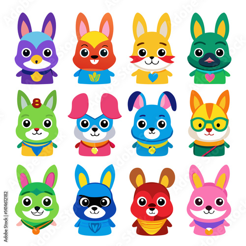 Colorful Cartoon Superhero Animal Vector Collection for Kids