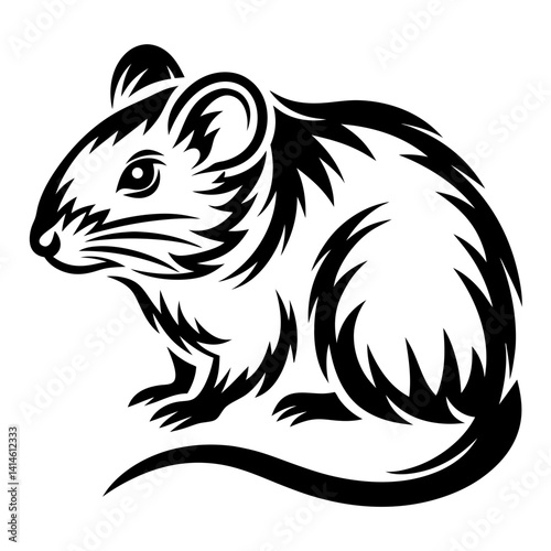 Wallpaper Mural Stylized Black and White Silhouette Illustration of a Mouse in Profile Torontodigital.ca