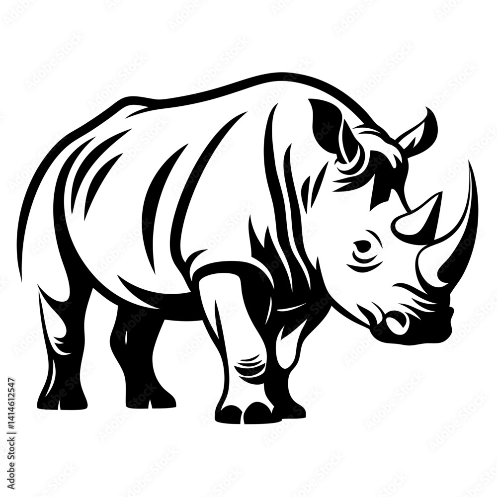 Fototapeta premium Strong Rhino, a Bold Graphic Representation of the African Wildlife Icon