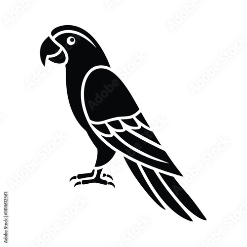 Stylized Black Parrot Silhouette – Tribal Graphic Design Vector