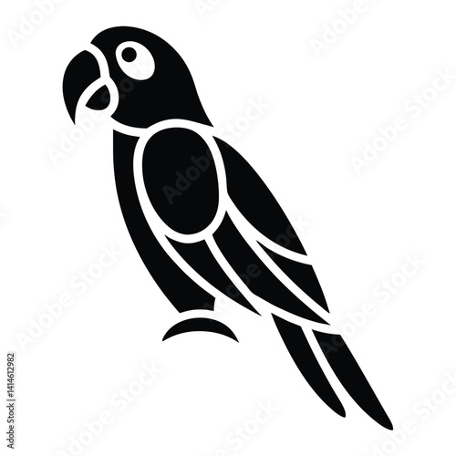 Stylized Black Parrot Silhouette – Tribal Graphic Design Vector