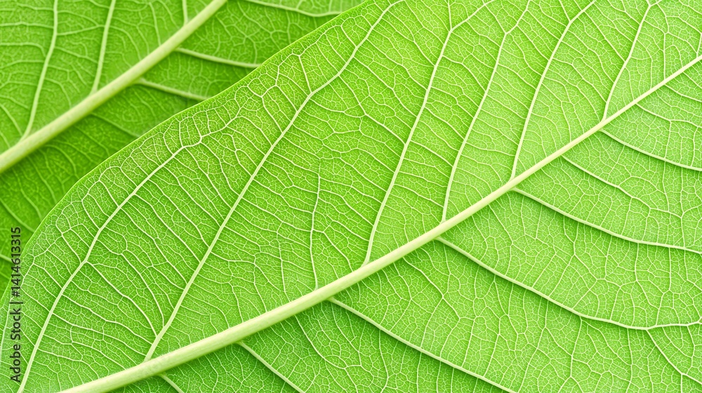 Closeup of Vibrant Green Leaf Texture with Detailed Veins Closeup of Vibrant Green Leaf Texture with Detailed Veins