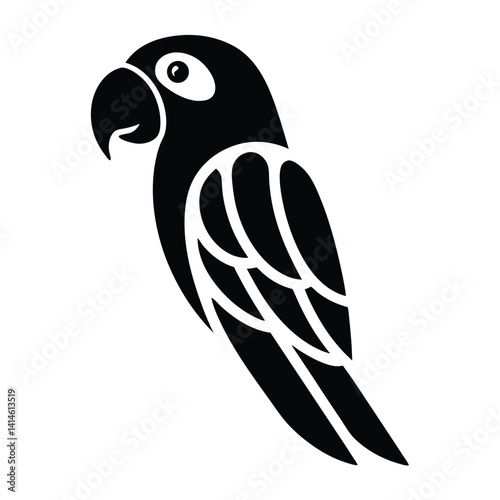 Stylized Black Parrot Silhouette – Tribal Graphic Design Vector