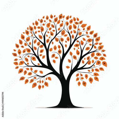 vector flat illustration of a autumn tree