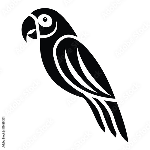 Stylized Black Parrot Silhouette – Tribal Graphic Design Vector