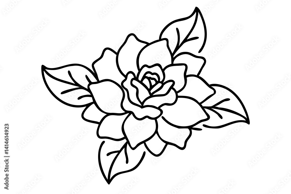 Fototapeta premium Wedding Flower Line Art Illustration for Bridal Decor, Floral Wedding Graphics, Romantic Floral Sketch