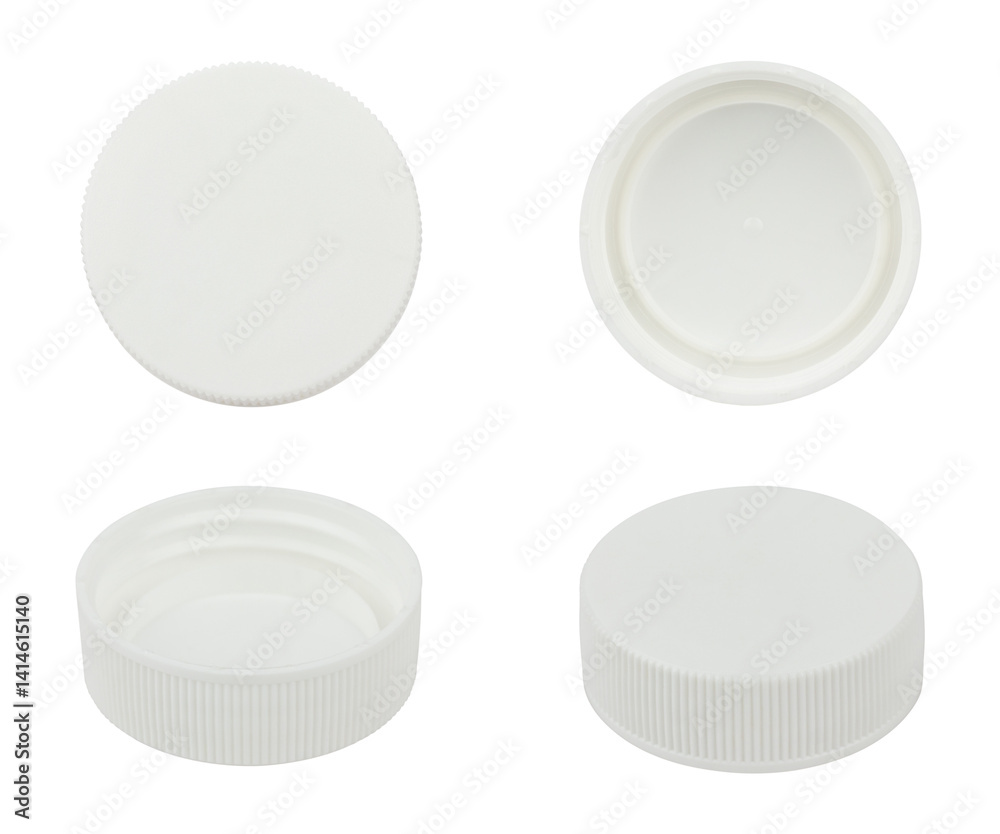 Set of wide cap from a plastic bottle, recycling or reusing plastic isolated on background Set of wide cap from a plastic bottle, recycling or reusing plastic isolated on background