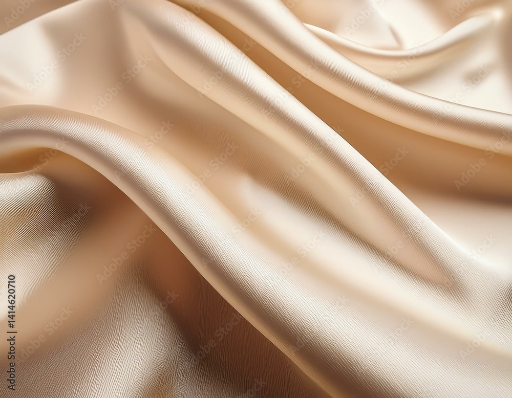 Fototapeta premium Ivory Silk Fabric Texture with Beautiful Waves. Elegant Background for a Luxury Product 