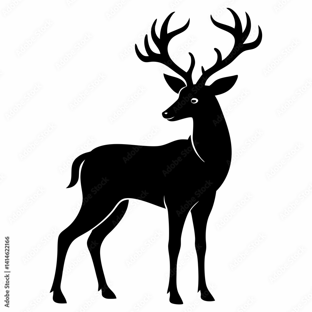 Fototapeta premium Forest Deer Silhouette in Vector Style