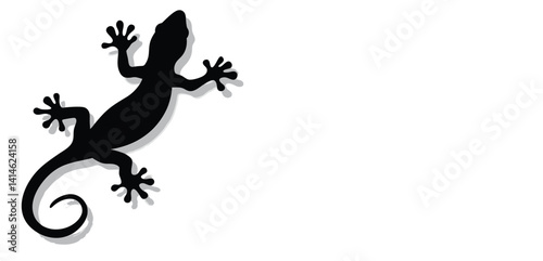 Stylized Black Silhouette of a Gecko - Minimalist Animal Illustration