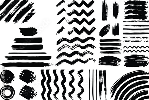 Abstract Black Brush Strokes and Shapes