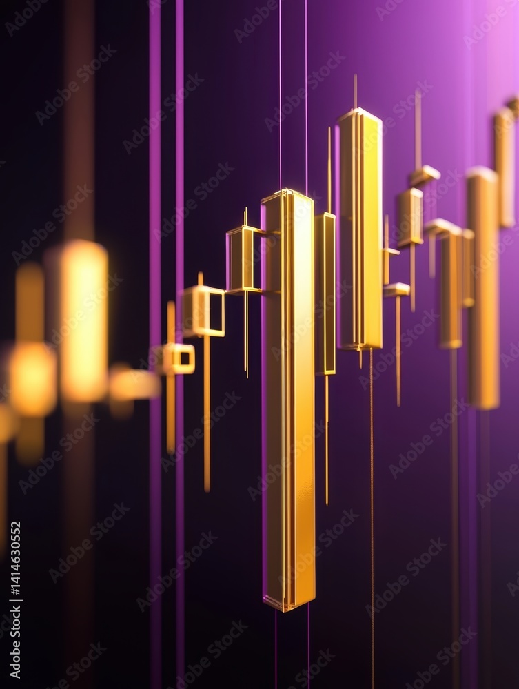 Isometric financial chart with 3D candlestick elements and smooth curve overlay, stock market growth, technology-driven trading concept - business market overlay wealth chart Isometric financial chart with 3D candlestick elements and smooth curve overlay, stock market growth, technology-driven trading concept - business market overlay wealth chart