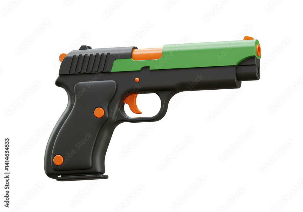 Isolated Toy Gun with Green and Orange Details Isolated Toy Gun with Green and Orange Details