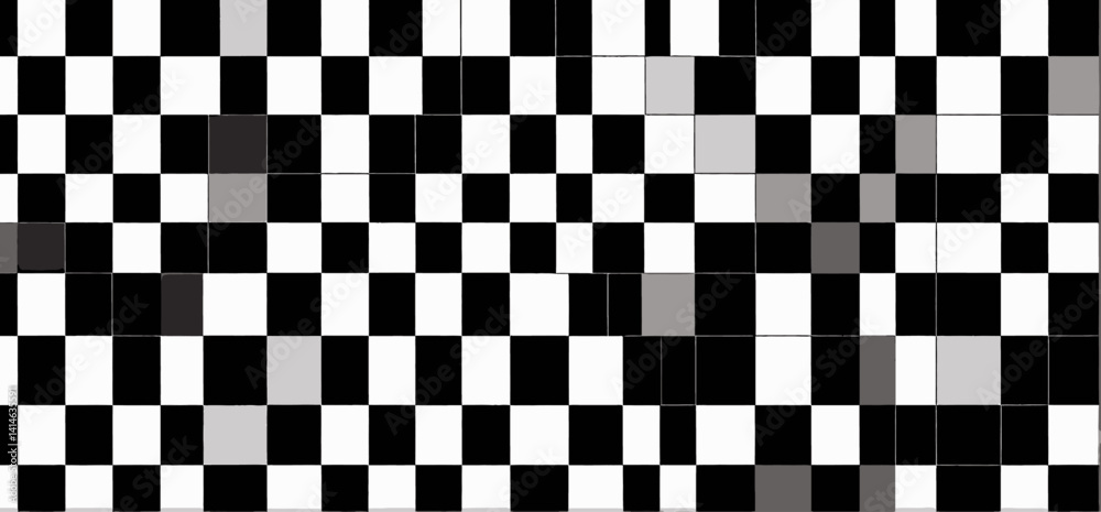 Fototapeta premium Abstract_Black_and_White_Checkerboard_Pattern_A_Modern_Geometric_Design_with_Alternating_Squares_for_Backgrounds_Textures_and_Creative_Projects