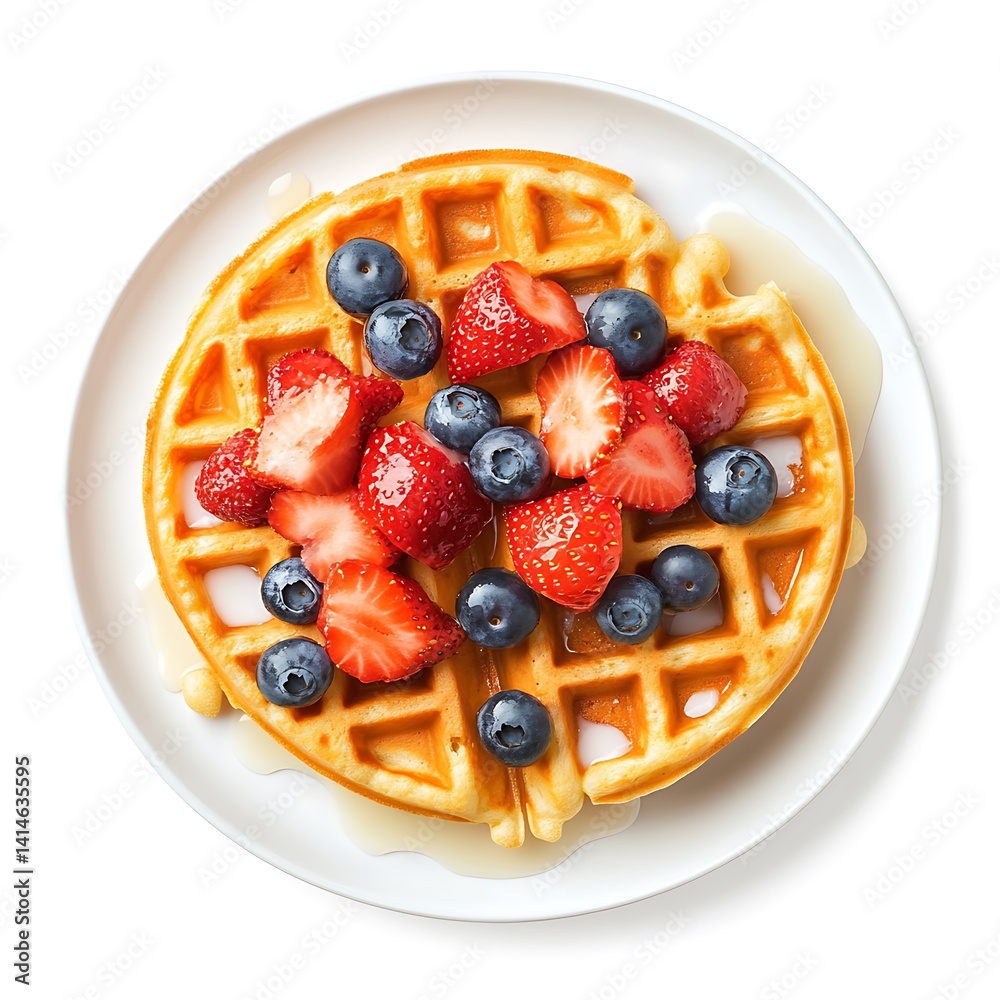Golden Belgian Waffles with Fresh Raspberries on a Pink Plate – Minimalist Breakfast Delight Golden Belgian Waffles with Fresh Raspberries on a Pink Plate – Minimalist Breakfast Delight