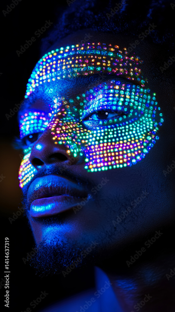 Mystic Light: Portrait with luminous dots, celebrating the beauty and innovation of artistic expression, for social media or art print Mystic Light: Portrait with luminous dots, celebrating the beauty and innovation of artistic expression, for social media or art print