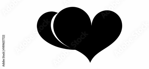 Two Black Hearts Overlapping_Symbolizing Love_Affection_Relationship_Graphic Element for Valentine's Day_Wedding_Romantic Designs and Emotional Expressions