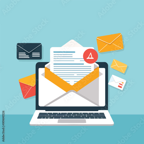e mail icons on laptop
