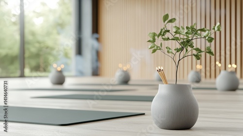 Calming yoga session modern studio image peaceful environment serene viewpoint mindfulness concept