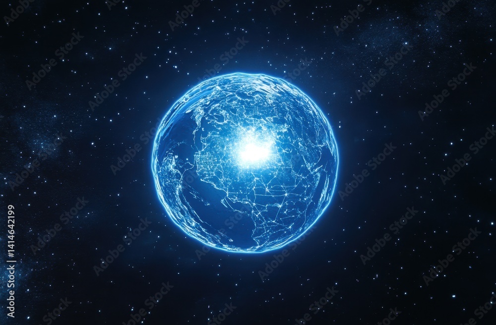 Obraz premium Global Network - Digital Earth Visualization