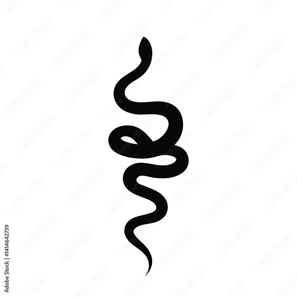 Abstract Snake Silhouette – Simple, Stylized Black Snake Design Abstract Snake Silhouette – Simple, Stylized Black Snake Design