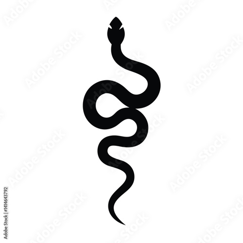 Abstract Snake Silhouette – Simple, Stylized Black Snake Design