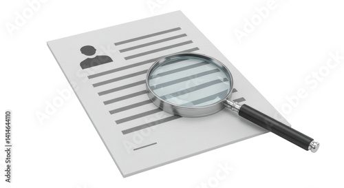 Isolated Magnifying Glass over Resume - Job Search and Recruitment
