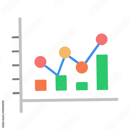 Colorful bar and line graph illustrating data analysis and business growth concept