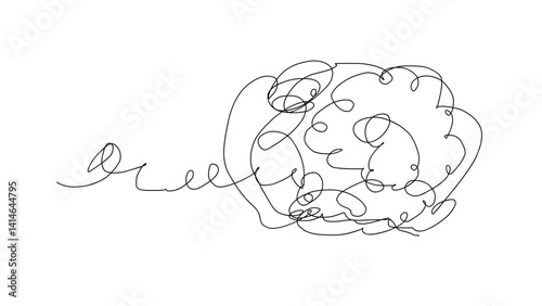 Scribble line art representing abstract thoughts against a white background  