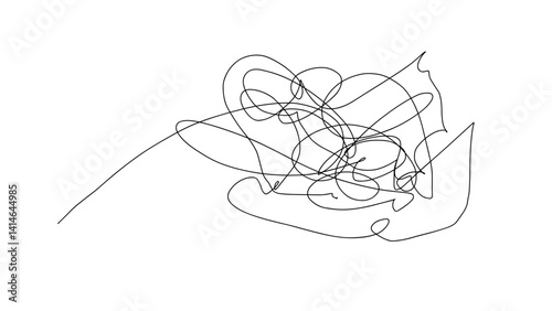 Hand-Drawn Scribble Abstract Line Art on White Background  