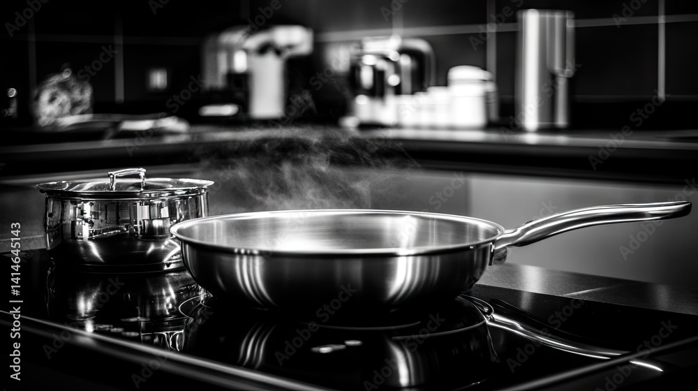Infrared view of heat distribution on smooth-bottomed cookware on induction hob Infrared view of heat distribution on smooth-bottomed cookware on induction hob